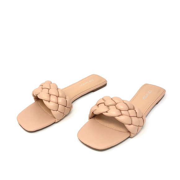 ❤️2X HP! Nude Beige Vegan Leather Braided Sandals - Picture 6 of 12
